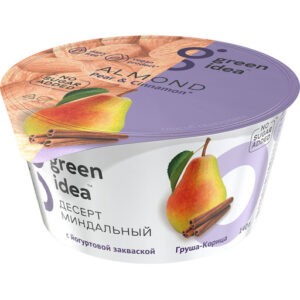 Десерт миндальный Green Idea с йогуртовой закваской “Груша-корица” без сахара, 140 г