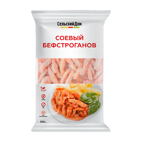 Соевое мясо бефстроганов “Сельский Дом”, 300 гр