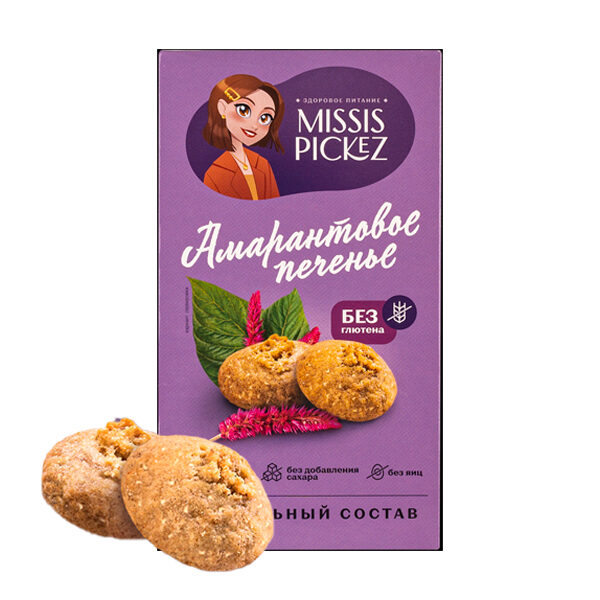 Печенье Амарантовое без сахара и глютена “Missis Pickez”, 85 гр
